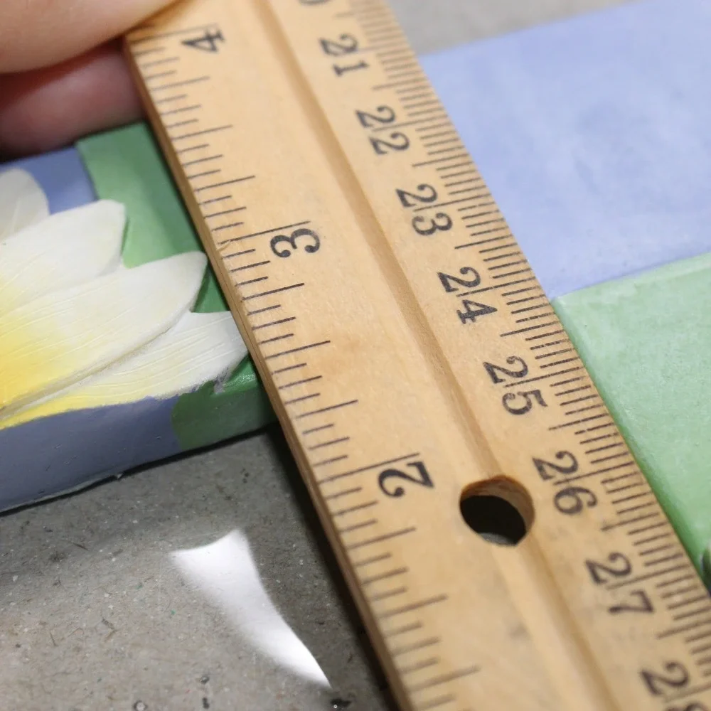 Sunflower Picture Frame Green Purple Checkered Floral‎ Cottagecore 6x6